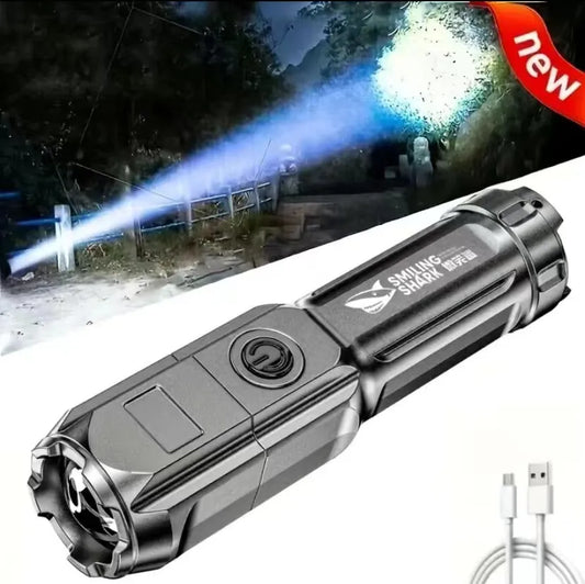 Multifunctional USB Rechargeable LED Flashlight with Waterproof Design
